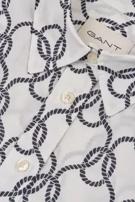 Gant luonnonhvalkoinen köysikuosinen puuvilla voilee paitapusero