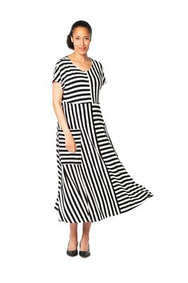 Aino mustavalkoinen hihaton trikoomekko