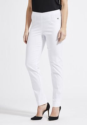 Laurien valkoiset regular mallin housut korkealla kuminauha vyötäröllä