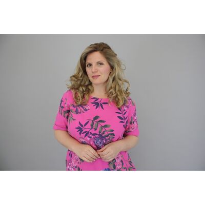 DNY pinkki plus size kukkamekko