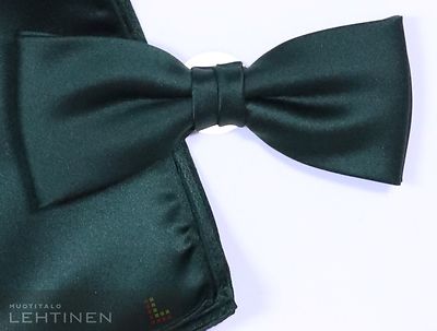 Matex tummanvihreä rusetti ja taskuliina