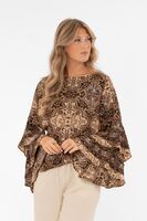 Capri Collection paisley-kuosinen röyhelöhihainen pusero