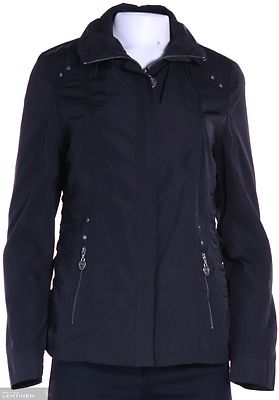 Lebekin musta vuorellinen kevättakki