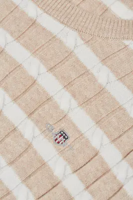 Gant beige-valko raidallinen puuvillaneule