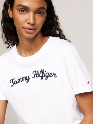 Tommy Hilfiger valkoinen t-paita brodeerauksella