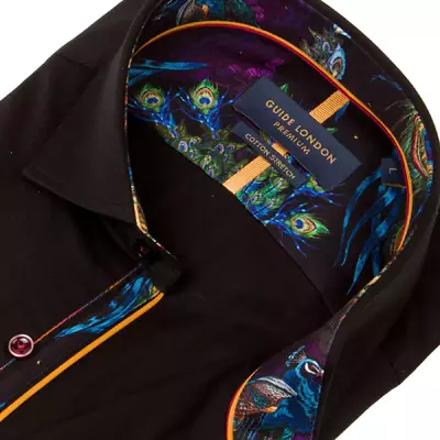 Guide London musta slim fit kauluspaita