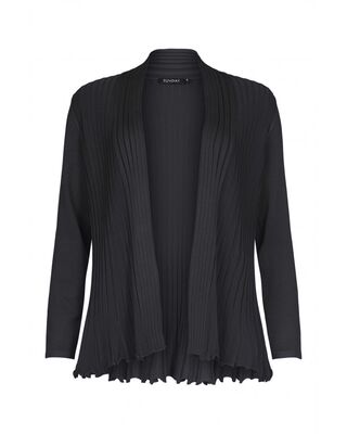 Sunday tummanharmaa aukipidettävä neuletakki