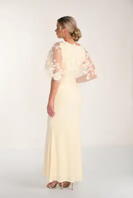 Frank Lyman vaaleankeltainen pitkä juhlamekko