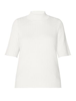 Signature luonnonvalkoinen lyhythihainen puolipoolo ribbineulosta