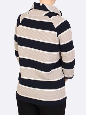 Lea H. raidallinen pusero väljällä poolokauluksella