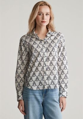 Gant luonnonhvalkoinen köysikuosinen puuvilla voilee paitapusero