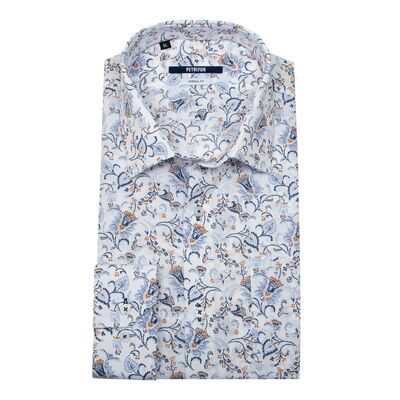 Petrifun valkoinen kuviollinen modern fit kauluspaita