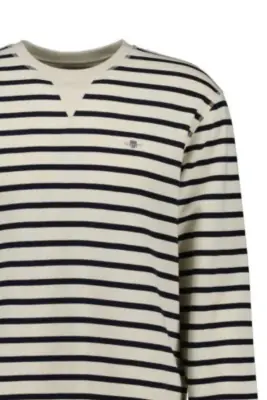 Gant luonnonvalkoinen raidallinen puuvillaneule