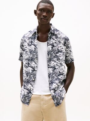 Tommy Hilfiger kuviollinen regular fit lyhythihainen pellavapaita