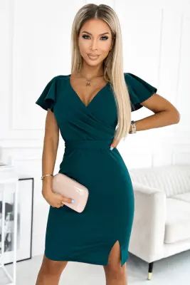 Lyhythihainen vihreä kotelomekko