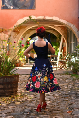 Hearts and Roses sininen hihaton kellohelma mekko