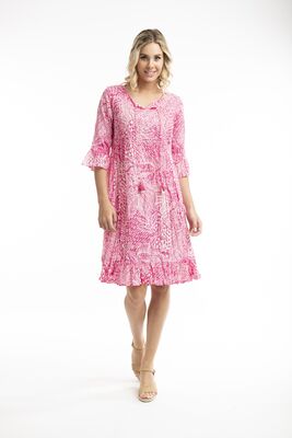 Orientique kuviollinen pinkki kesämekko