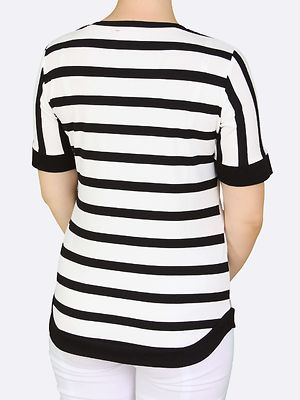 Lea H curve mustavalkoraidallinen trikoopusero