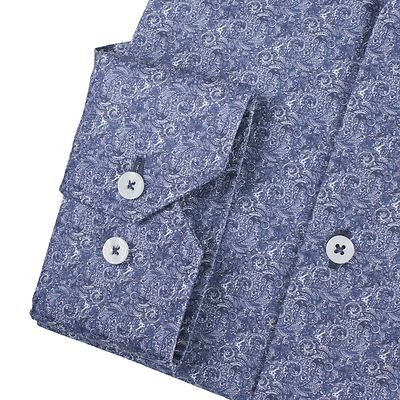 Petrifunin sinikuvioinen siliävyysviimeistelty pitkähihainen kauluspaita normaali B-mitoitus