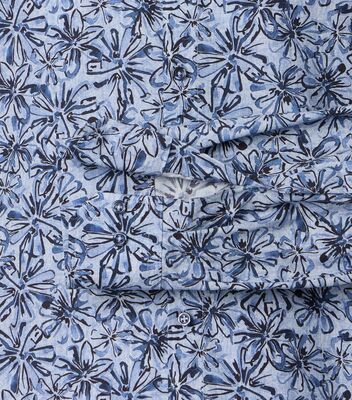 Venti Modern Fit sininen kukkakuvioinen kauluspaita