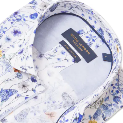 Guide London lyhythihainen kuviollinen slim fit kauluspaita