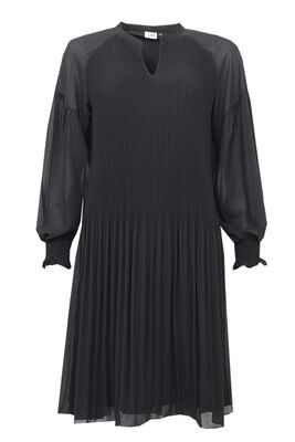 STI musta pliseerattu pitkähihainen sifonki mekko