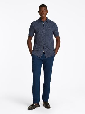 Tommy Hilfiger tummansininen regular fit lyhythihainen kauluspaita