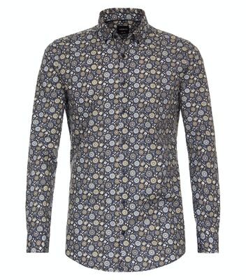 Venti kukkakuvioinen body fit kauluspaita