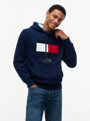 Tommy Hilfiger tummansininen lippulogollinen collegehuppari