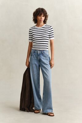 Gant raidallinen lyhythihainen neulepusero