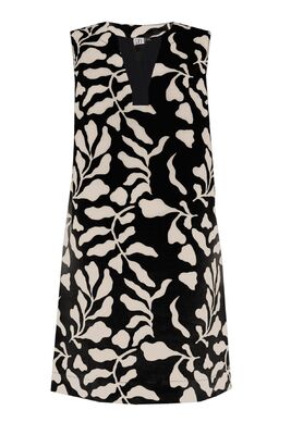 STI musta-beige hihaton pellavamekko