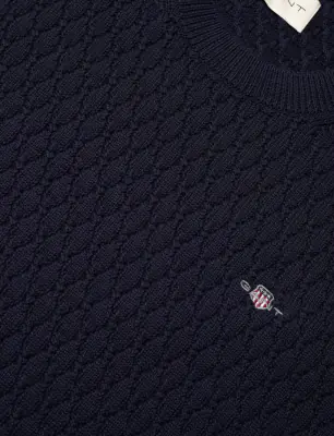 Gant  tummansininen puuvillainen kuvioneule