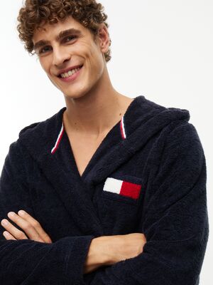 Tommy Hilfiger tummansininen unisex froteekylpytakki