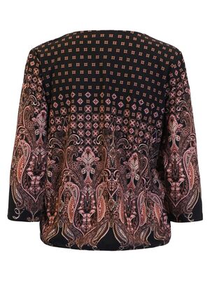 Signature trikoopusero ruskean ja roosan sävyisellä kuvioinnilla