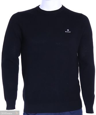 Gant musta puuvilla neule pusero pyöreällä pääntiellä