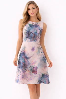 Shenina kukkakuosinen hihaton juhlamekko