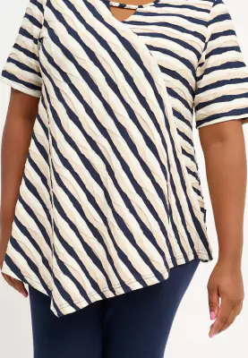 Pont Neuf raidallinen lyhythihainen trikoo tunika