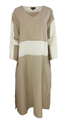 Boheme luonnonvalkoisen ja hiekan sävyinen pellavasekoitemekko