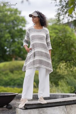 Boheme raidallinen pellavatunika