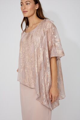 Frank Lyman vanhan roosan sävyinen juhlamekko poncholla