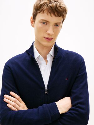 Tommy Hilfiger tummansininen puuvilla-kasmirneuletakki