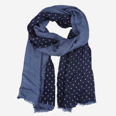 Veniz sininen kuviollinen kaksipuoleinen huivi