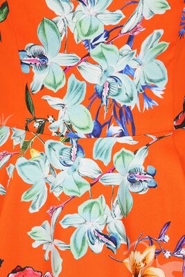 Hearts & Roses kirkkaan oranssi kukkakuvioinen kellohelmamekko