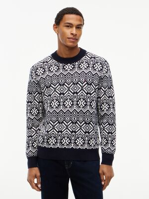Tommy HIlfiger sinivalkokuvioinen puuvillaneule