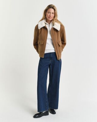 Gant luonnonvalkoinen palmikkoneule vetoketjukauluksella