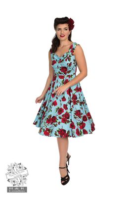 Hearts&Roses turkoosi fiftari tyylinen kellohelma mekko