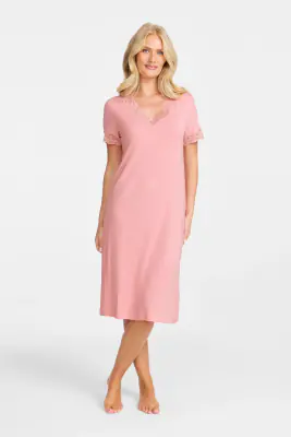 Damella vaaleanpunainen lyhythihainen yöpaita