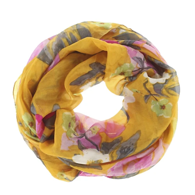 Lasessor keltainen kuviollinen silkki tuubihuivi