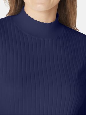 Signature sininen lyhythihainen puolipoolo ribbineulosta