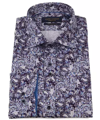 Guide London sinikuvioinen slim fit paita